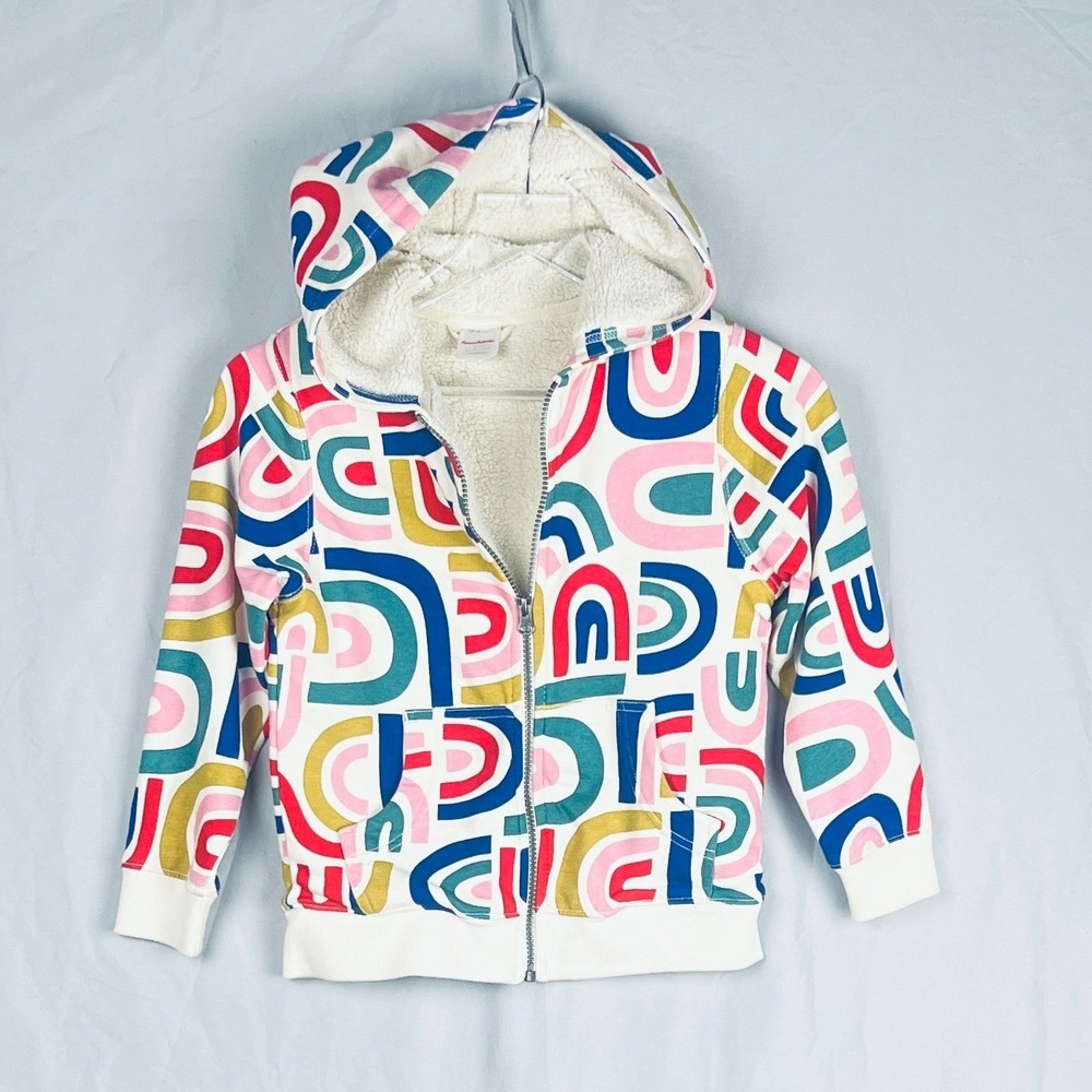 Hanna Andersson Hoodie‎ Kids 6-7 120cm Fleece Sherpa Lined Cozy Abstract